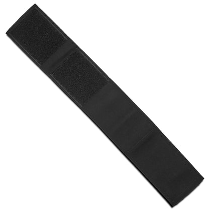 The VNSH black waist belt extender 20 inches top view of inner side and two Velcro's on the left side