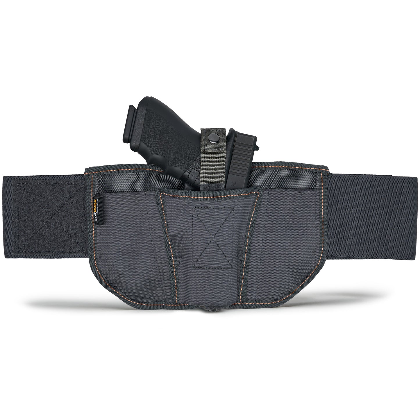 The VNSH Holster in gray color with a gun in it