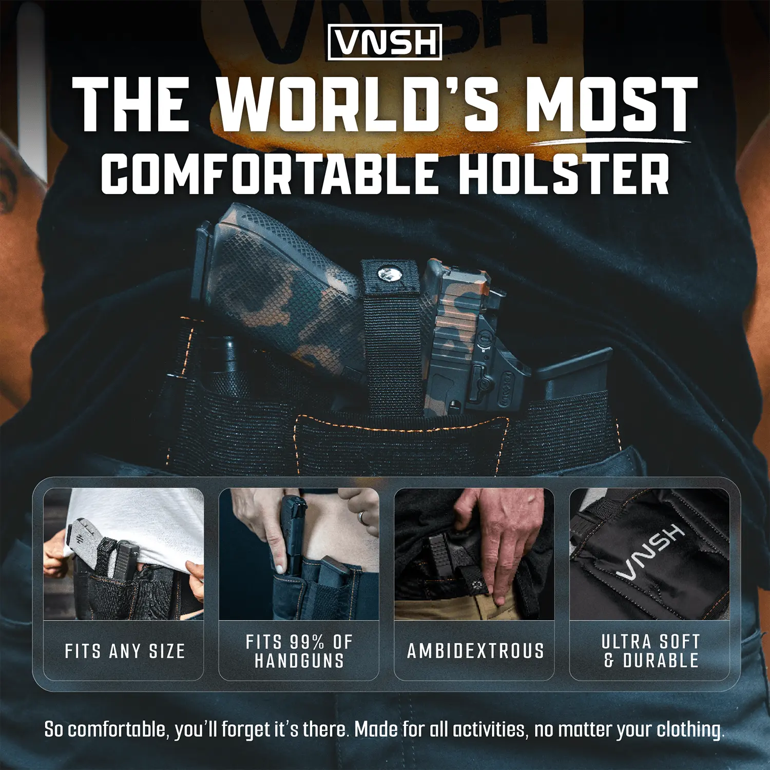 VNSH Black Holster — most comfortable concealed carry holster